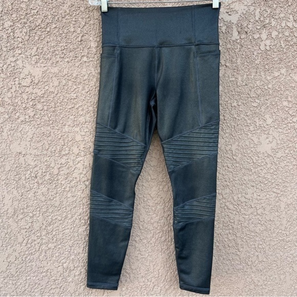 Athleta Pants - Athleta Inclination Moto tight Women’s Size Small Black‎ Metallic Pullon Style